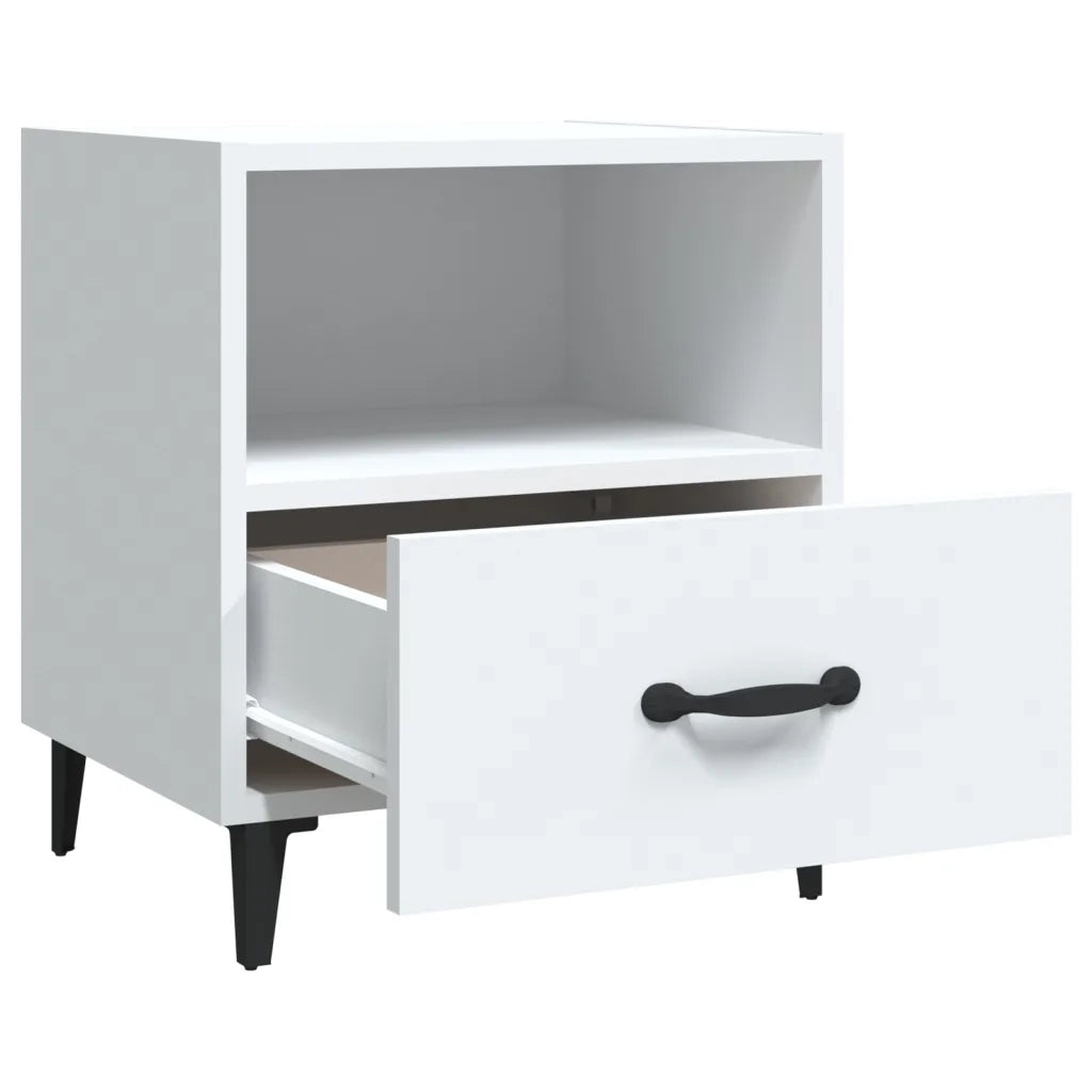 Comodino | Armadio da Notte | Mobiletto da notte Bianco in Legno Multistrato