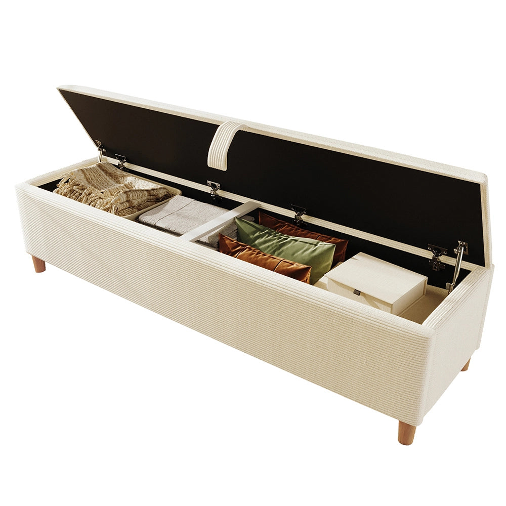 Banquette letto con spazio di archiviazione - Xylo - 165x38 cm - Beige - Rialzo idraulico per stivaggio, adatta per camera da letto, soggiorno e corridoio