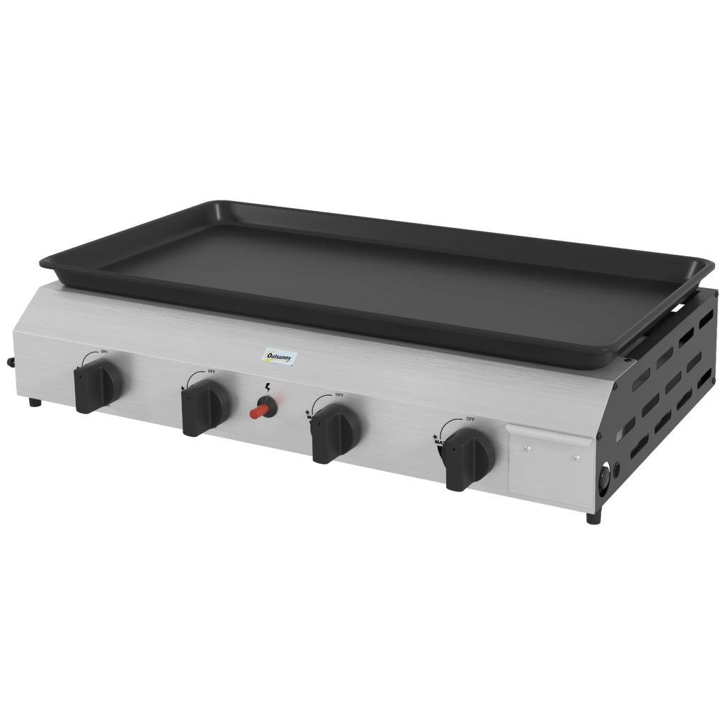 Piastra a gas in acciaio smaltato 4 bruciatori 9,6 kW antiaderente 73x34 cm ¨C Xylo