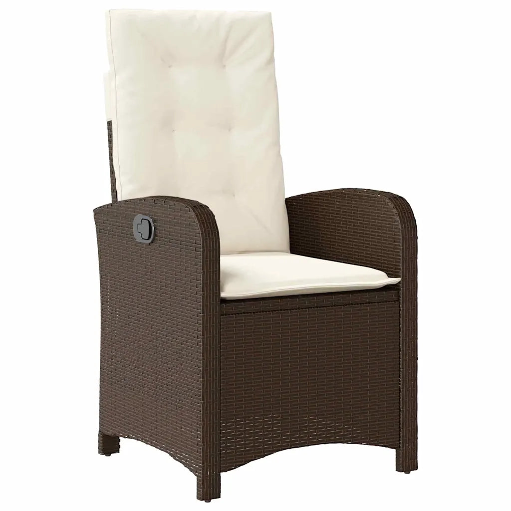 Set da Pranzo per Giardino con cuscino 3 pcs Marrone polyrattan