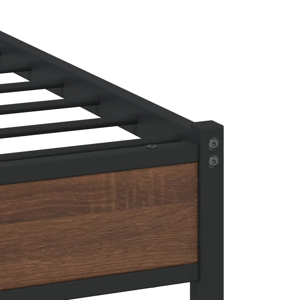 Letto singolo | Letto per adulti | Giroletto senza Materasso in Metallo Rovere Marrone 90x200 cm
