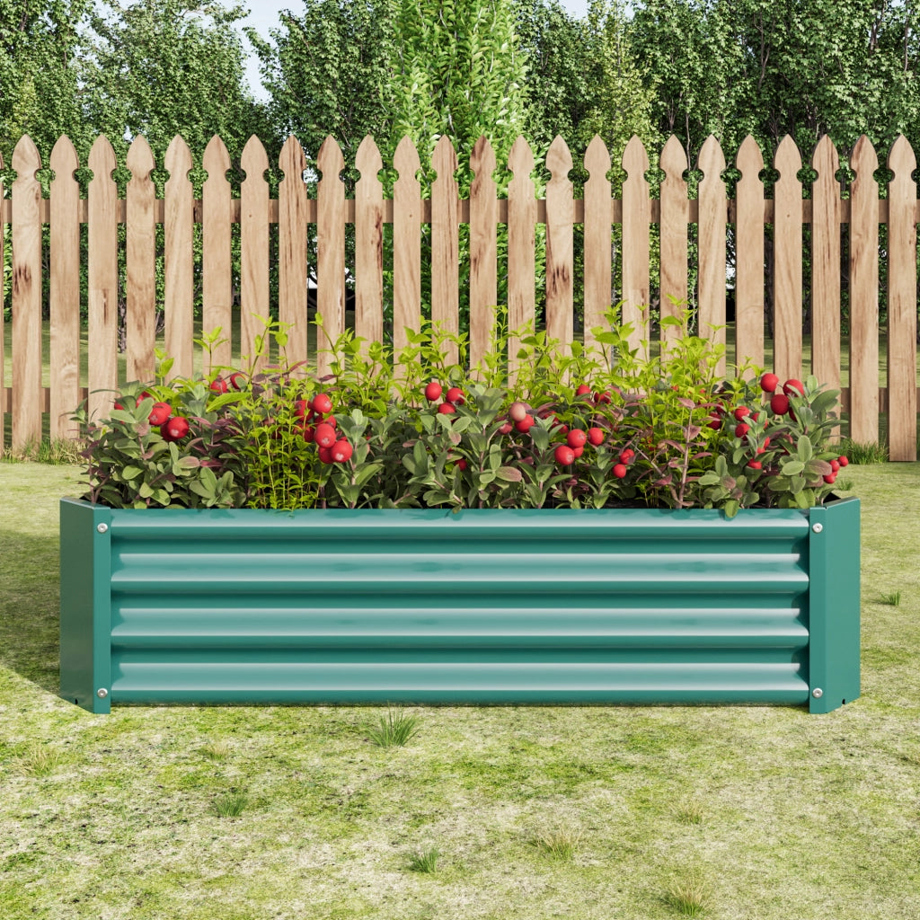 Orto rialzato in metallo 120 × 60 × 30 cm con base aperta in acciaio ondulato zincato verde per orto e giardino
