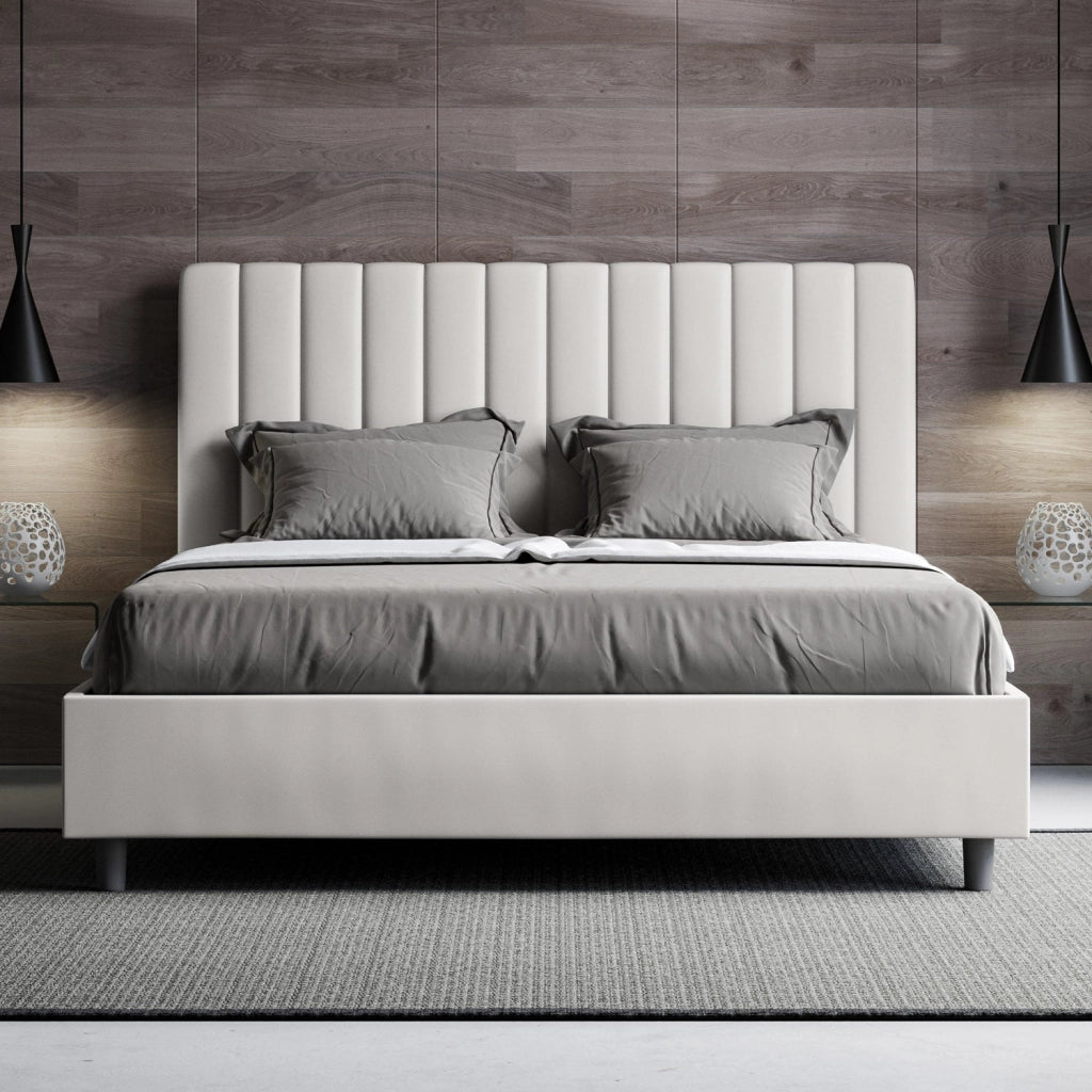 Letto Matrimoniale 160x190 cm con Rete e Contenitore Agueda Bianco