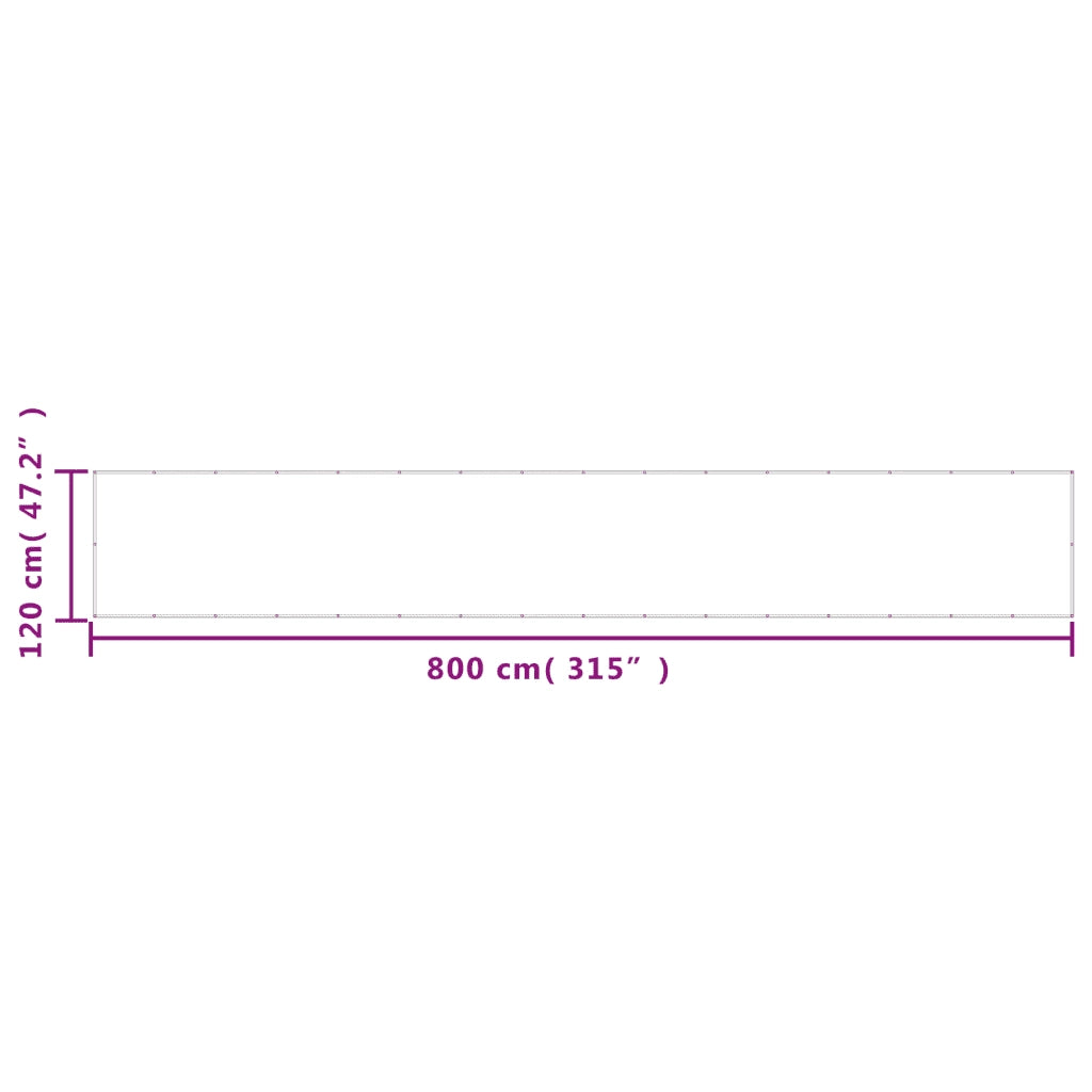 Paravento da Balcone Nero 120x800 cm 100% Poliestere Oxford 4000376