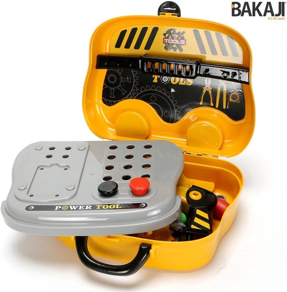 Valigetta per Attrezzi Giocattolo per Bambini con 31 Accessori Fai da Te Giallo