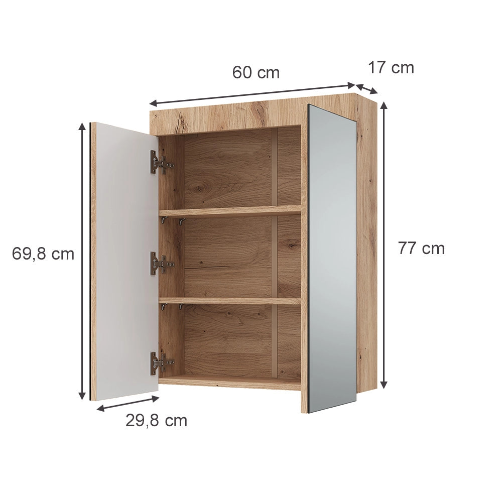 Specchio contenitore bagno Luna Quercia Wotan 60 x 77 cm Vicco