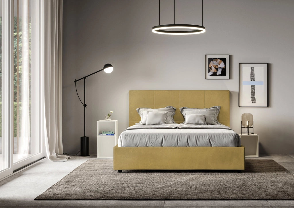 Letto Matrimoniale 160x190 cm con Rete Mika Ocra