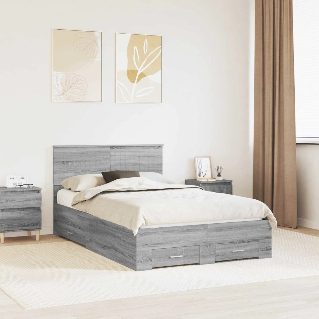 Letto matrimoniale | Letto per adulti | Struttura del letto con testiera Grigio Sonoma 120 x 190 cm