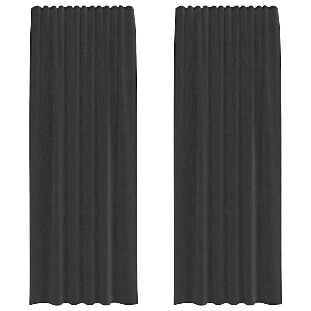 Tende in Voile con Tasche per Aste 2 pz Nero 4102170
