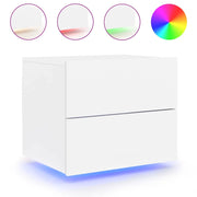 Comodino | Armadio da Notte | Mobiletto da notte a Parete con Luci LED Bianco