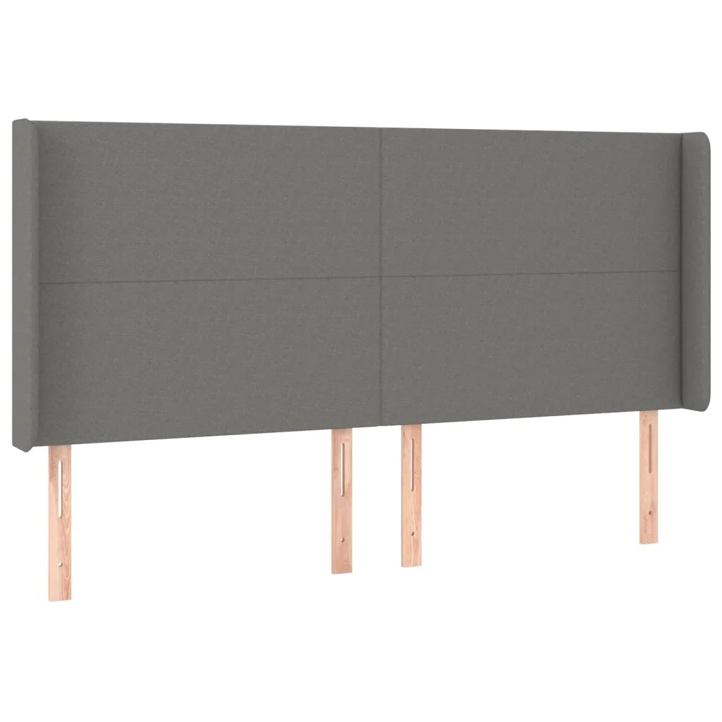 Testiera ad Orecchio-Testata con Orecchie GrigioScuro 163x16x118/128cm inTessuto 789347