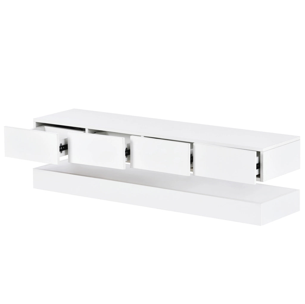 Mobile sospeso LED bianco con 4 cassetti, 130 cm