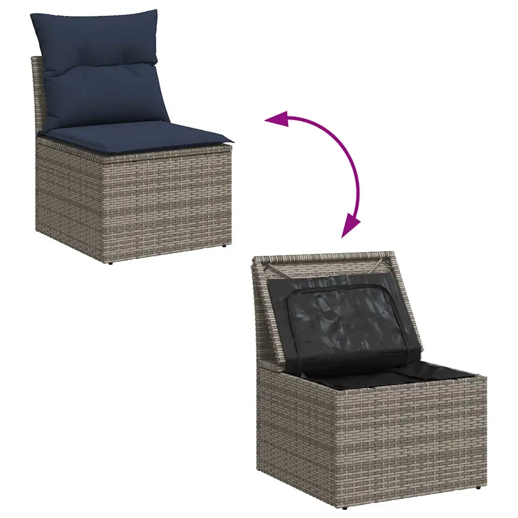 Set Divani da Giardino 6 pz con Cuscini Grigio in Polyrattan 3256341