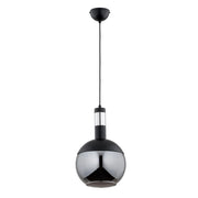 Lampada sospensione nera sfera vetro Alfa Bolso E27