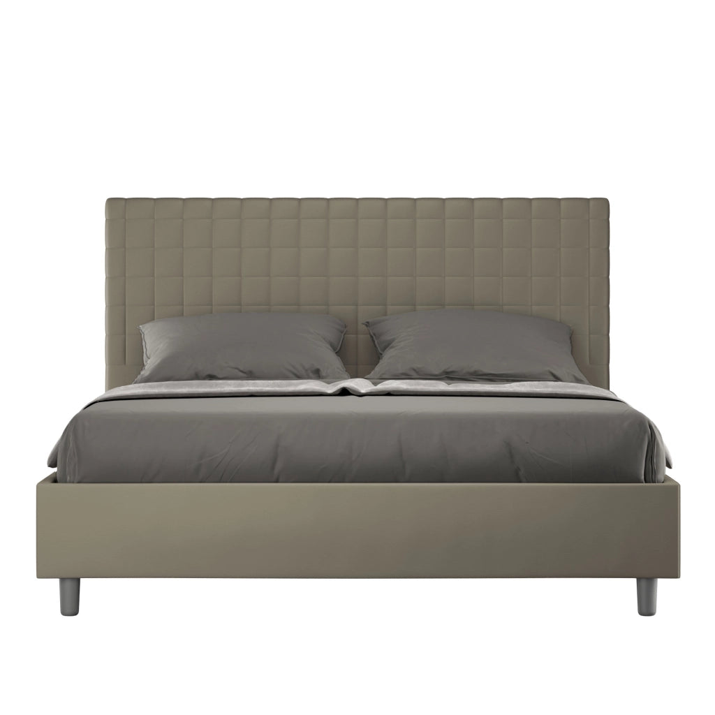 BS COM Letto matrimoniale con rete imbottito 160x200 similpelle cappuccino
