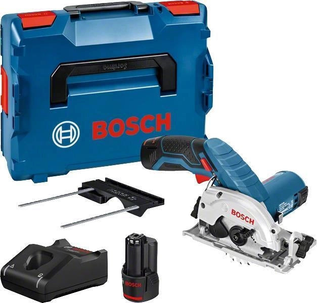 Bosch 06016A1005 Professional Sega Circolare a Batteria 12V 85 mm 2 Batterie 3.0Ah Caricabatteria GAL12V-40 L-BOXX colore Nero