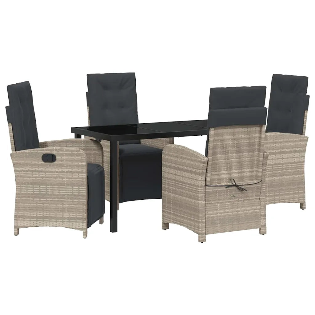 Set da Pranzo per Giardino 5 pcs Grigio chiaro polyrattan