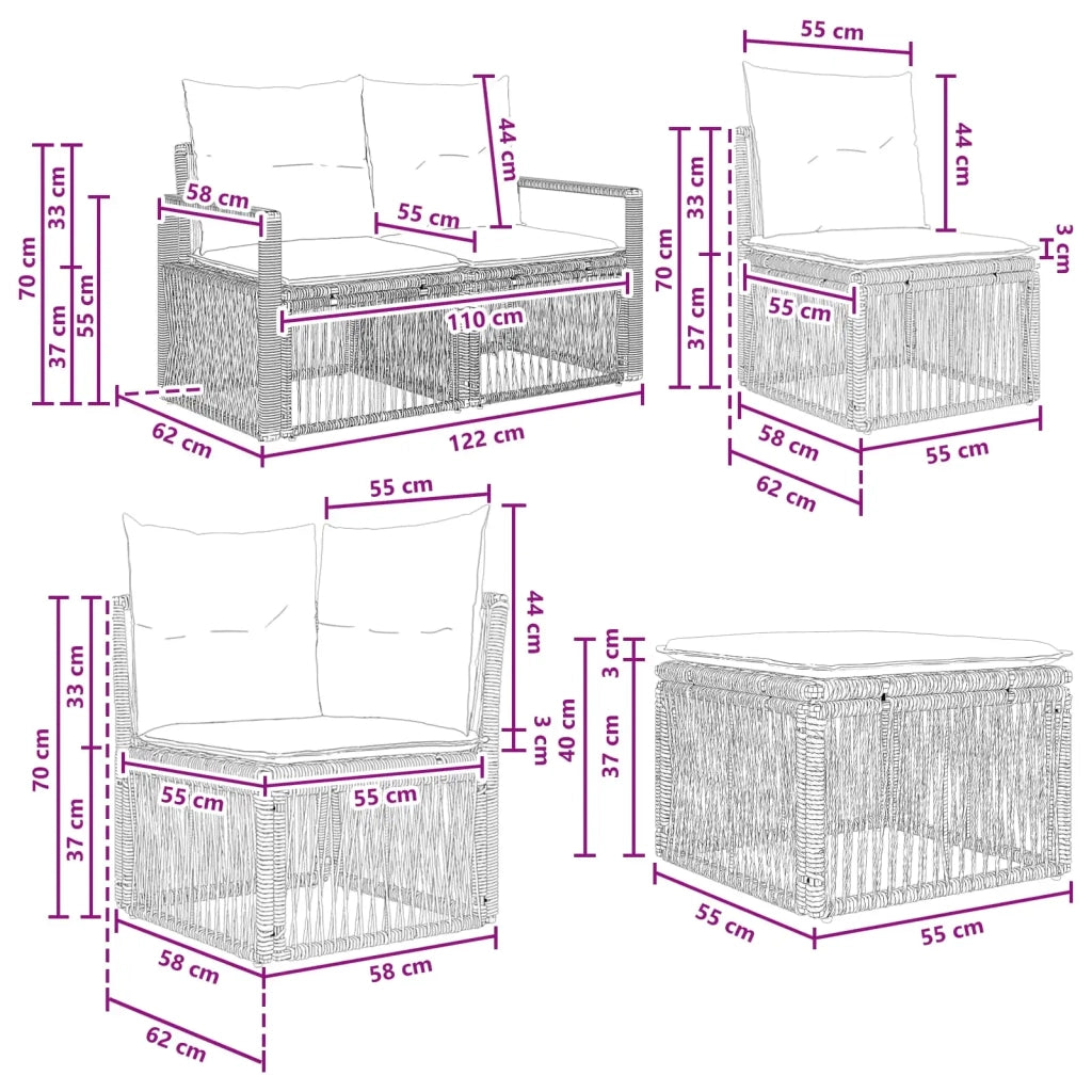 Set Divano da Giardino 12 pz Grigio polyrattan 3435917