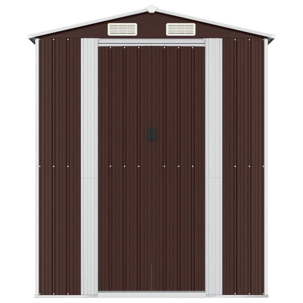 Casetta da giardino cabina ripostiglio capanno da esterno capanno per attrezzi robusta scura 192 x 606 x 223 cm acciaio zincato marrone 02_0022322