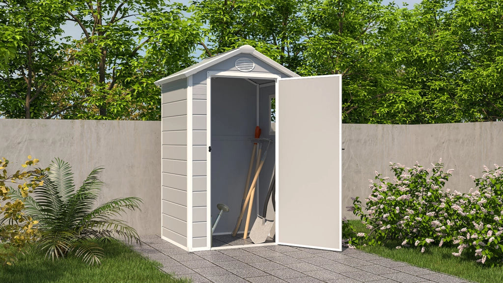 Casetta Box da Giardino in Plastica 134x104x204 cm Grigio