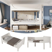 Letto a castello separabile – 90x200 cm – scala reversibile 2 letti singoli – bianco
