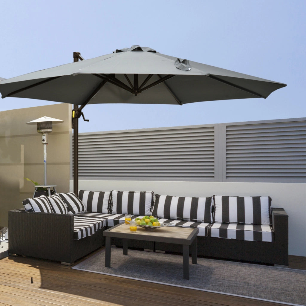 Ombrellone da Giardino ¨C Minimal ¨C Grigio, ?2.95x2.5 m