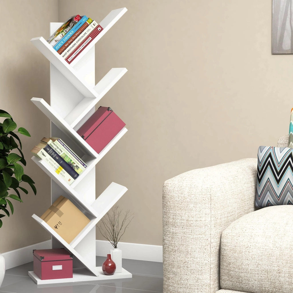 Libreria in legno "Hitit" - 46 x 22 x 128 cm - Bianco
