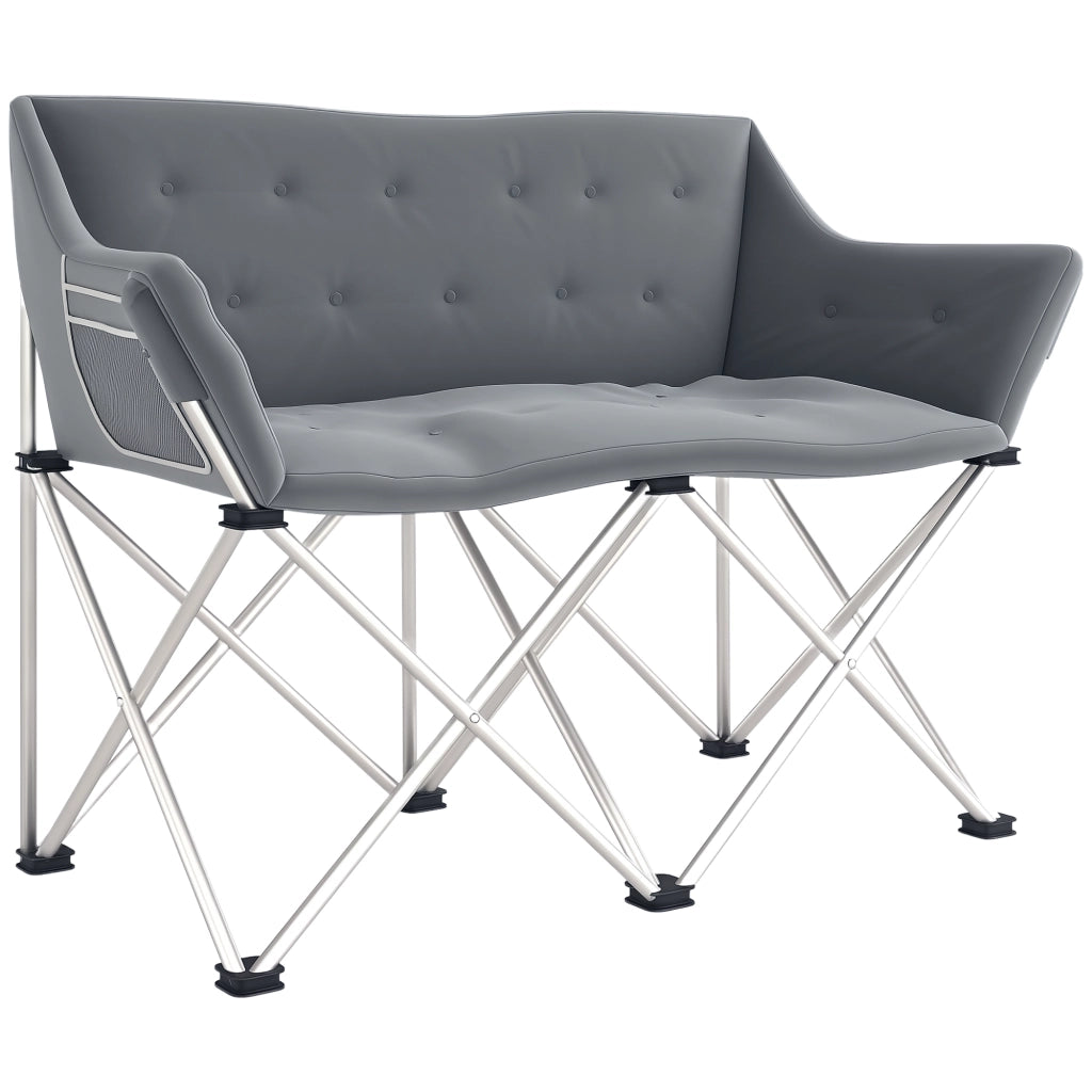 Sedia pieghevole 2 posti ¨C Minimal ¨C grigio con tasche laterali e braccioli