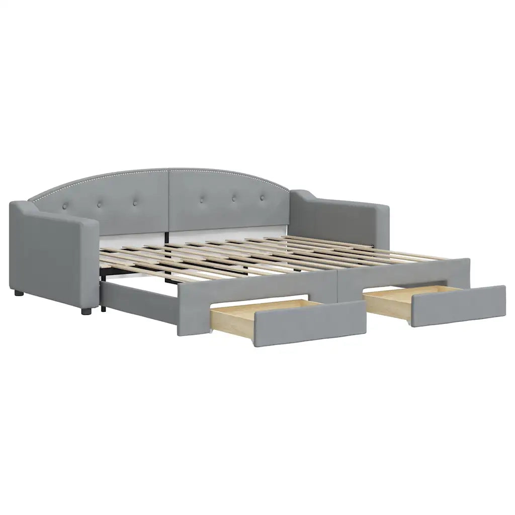 Divano Letto Estraibile Cassetti Grigio Chiaro 90x200cm Tessuto 3197566