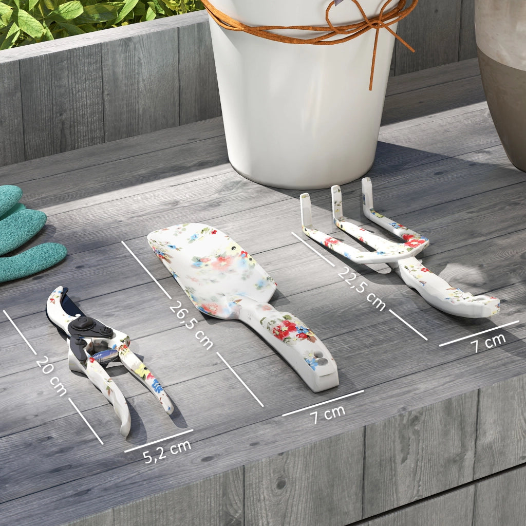 Set attrezzi da giardino 3 pezzi ¨C Xylo ¨C alluminio con forbici, paletta, rastrello