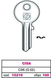 Silca CHIAVE OTTONE CS6 (G.VAC 0) CISA 20.00 pz