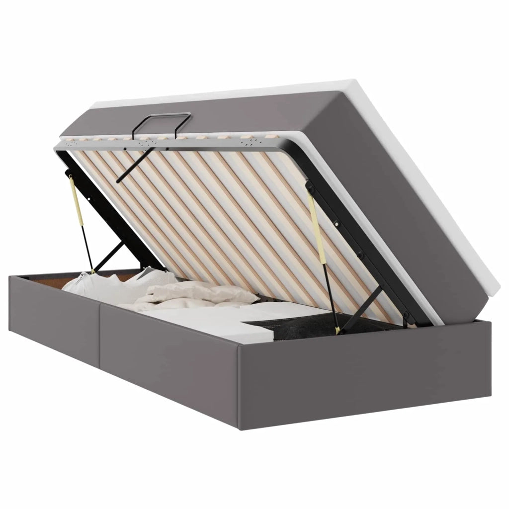 Letto con contenitore e materasso Grigio 100 x 200 cm