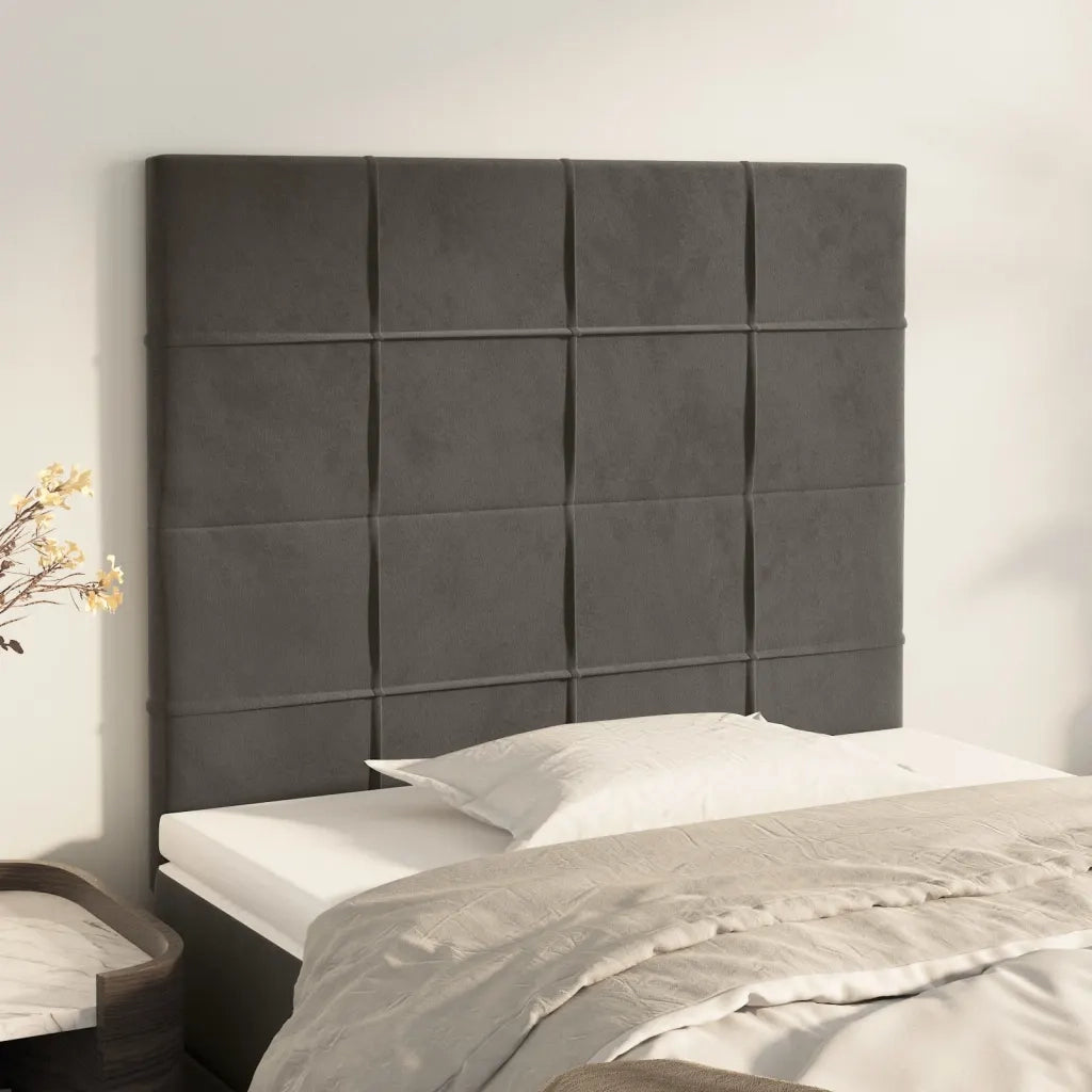 Testiera | Testata Grigio Scuro 80x5x118/128 cm Velluto