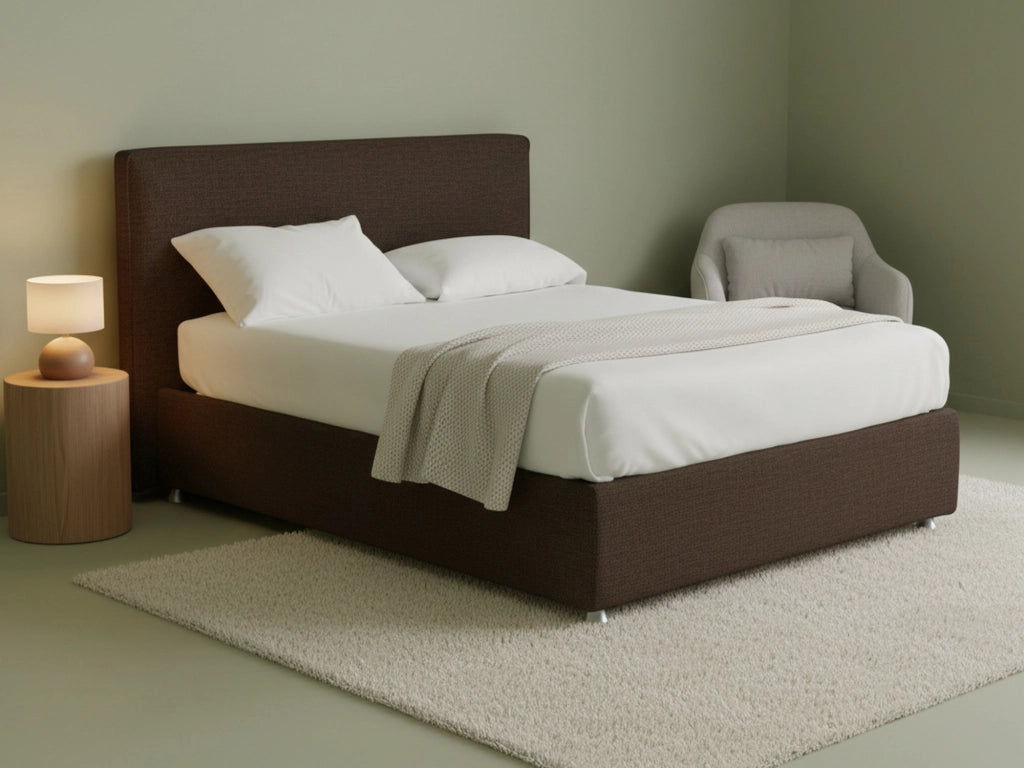 Widnes, Letto Matrimoniale Sfoderabile Made in Italy, Marrone