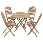 Set da Pranzo da Giardino 5 pz Pieghevole con Cuscini in Bambù 3063976