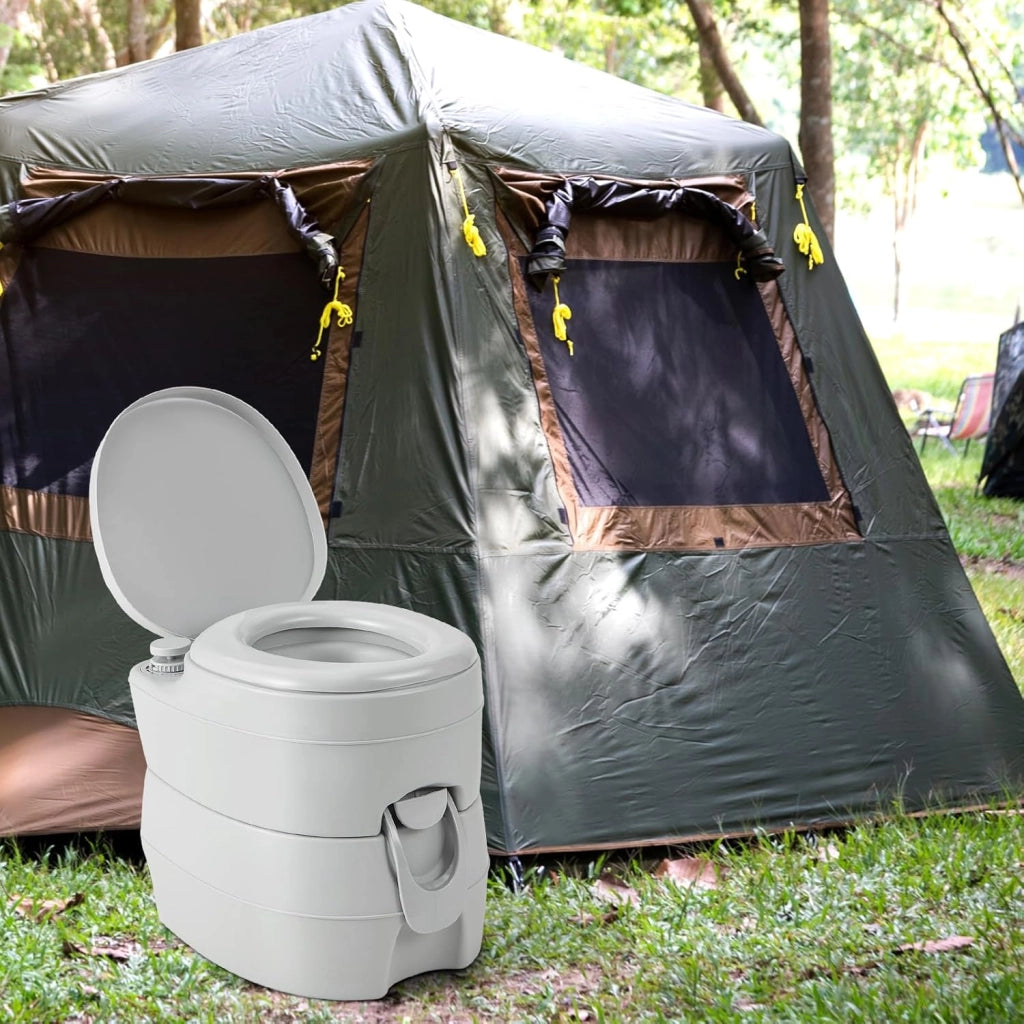 20L Toilette Portatile con Serbatoio d'Acqua Rimovibile a Maniglia,WC Chimico Comodo per Campeggio, Water Portatile per Adulti e Anziani, Supporto Carico 150kg, 45 x 40 x 42 cm, Grigio