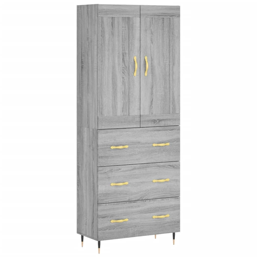 Buffet credenza cassettiera armadio mobile contenitore organizer cucina soggiorno salotto rovere Sonoma alto 69,5 x 34 x 180 cm legno ingegnerizzato grigio 02_0035511