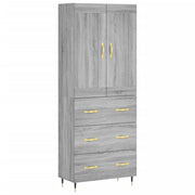 Buffet credenza cassettiera armadio mobile contenitore organizer cucina soggiorno salotto rovere Sonoma alto 69,5 x 34 x 180 cm legno ingegnerizzato grigio 02_0035511