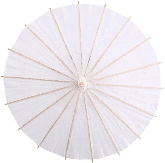 Paraplu Decorativo Bianco - Prop per Matrimoni/Foto - Manico in Legno - Sostenibile/Papier - Romantico/Elegante - Paraplu Decorativo da Personalizzare - DIY da Dipingere