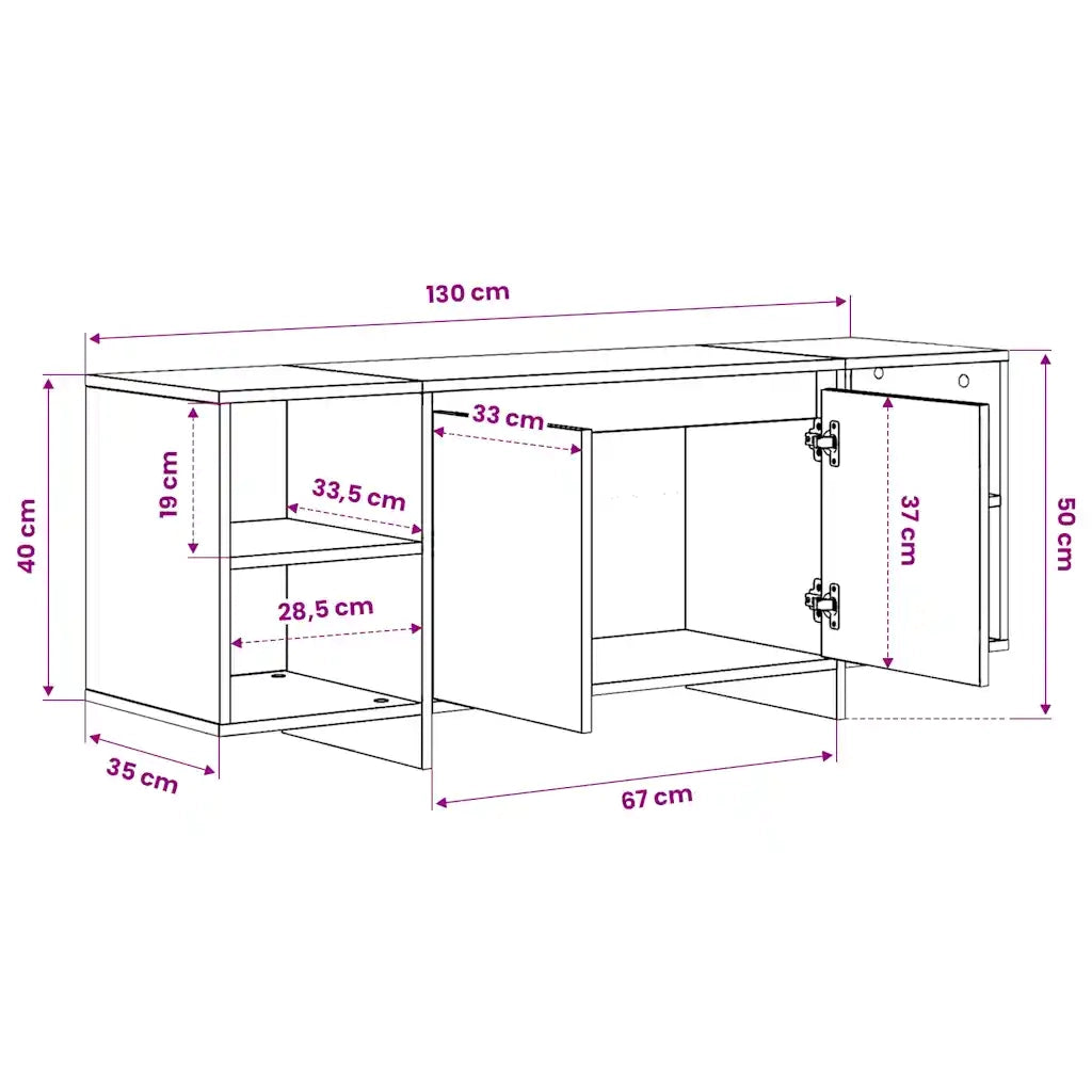 Mobile TV | Armadietto TV | Mobile Porta TV Rovere Fumo 130x35x50 cm in Truciolato