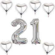 Foglia di palloncino XXL 40 pollici - Palloncino numerico 21 - Decorazione per compleanni - Palloncino argentato - Alta resistenza alla forma - Pressione di riempimento costante