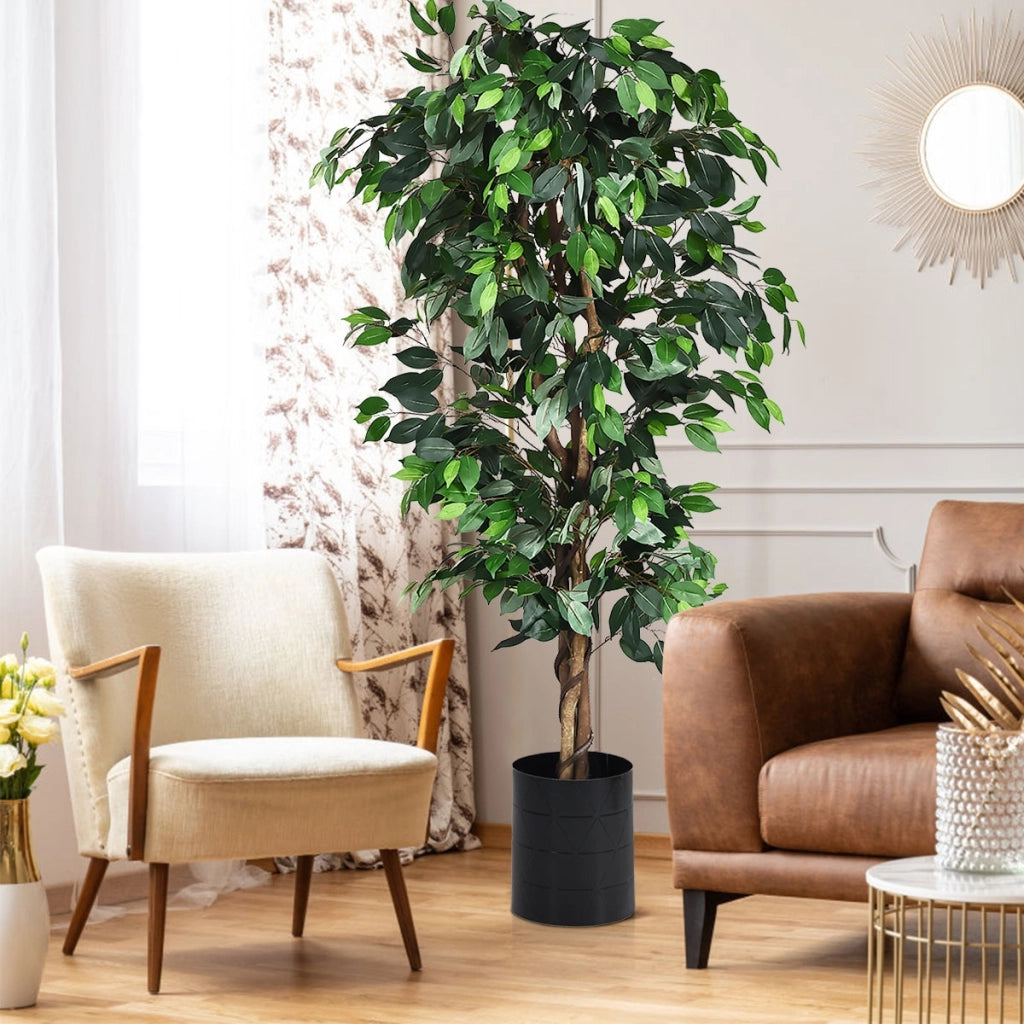 Ficus artificiale 180 cm facile da mantenere, Pianta finta decorativa in vaso per casa giardino ufficio-Piante artificiali