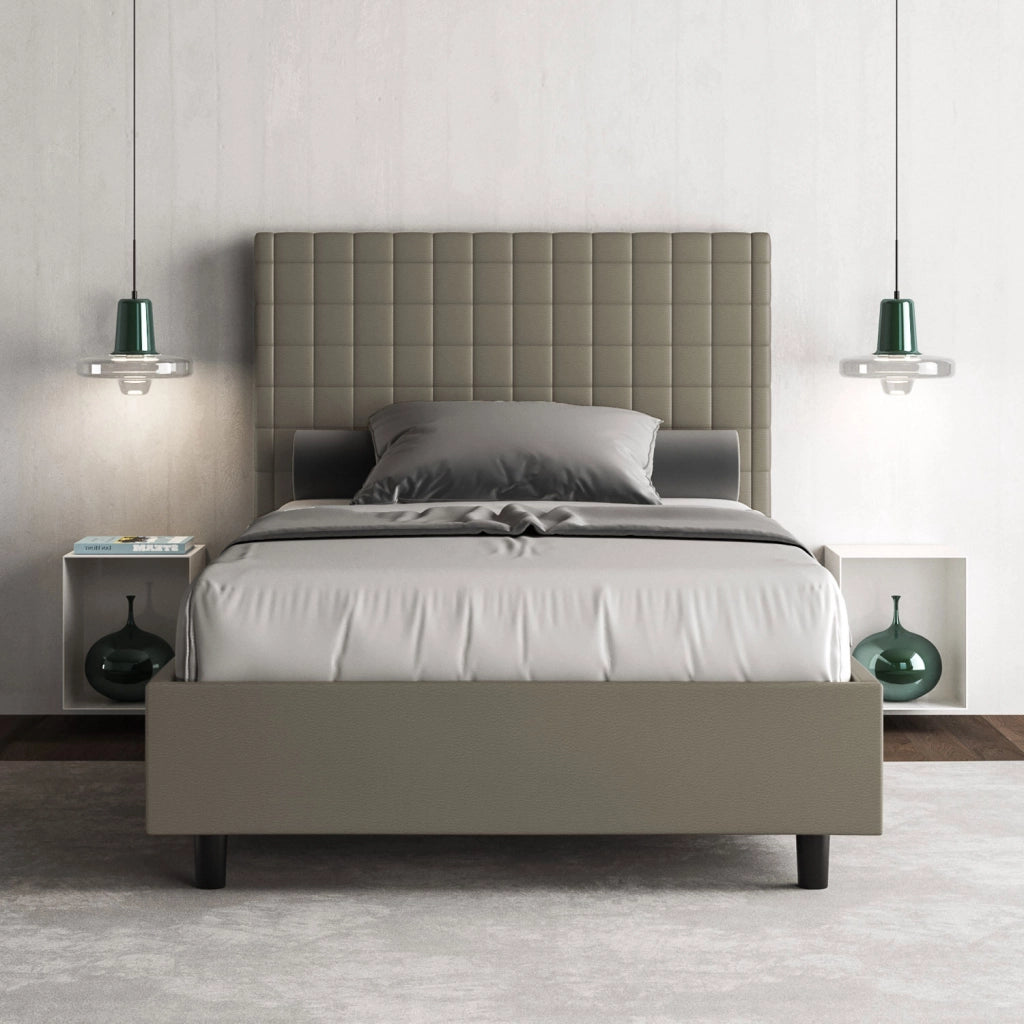 BS COM Letto una piazza e mezza senza rete imbottito 120x200 similpelle cappuccino