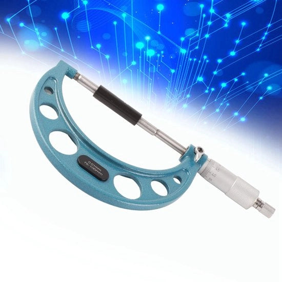 Micrometro esterno di alta precisione - Acciaio inossidabile - Strumento di misura - Design portatile - Precisione 0,01 mm - Raggio di misura 75-100 mm - Micrometro