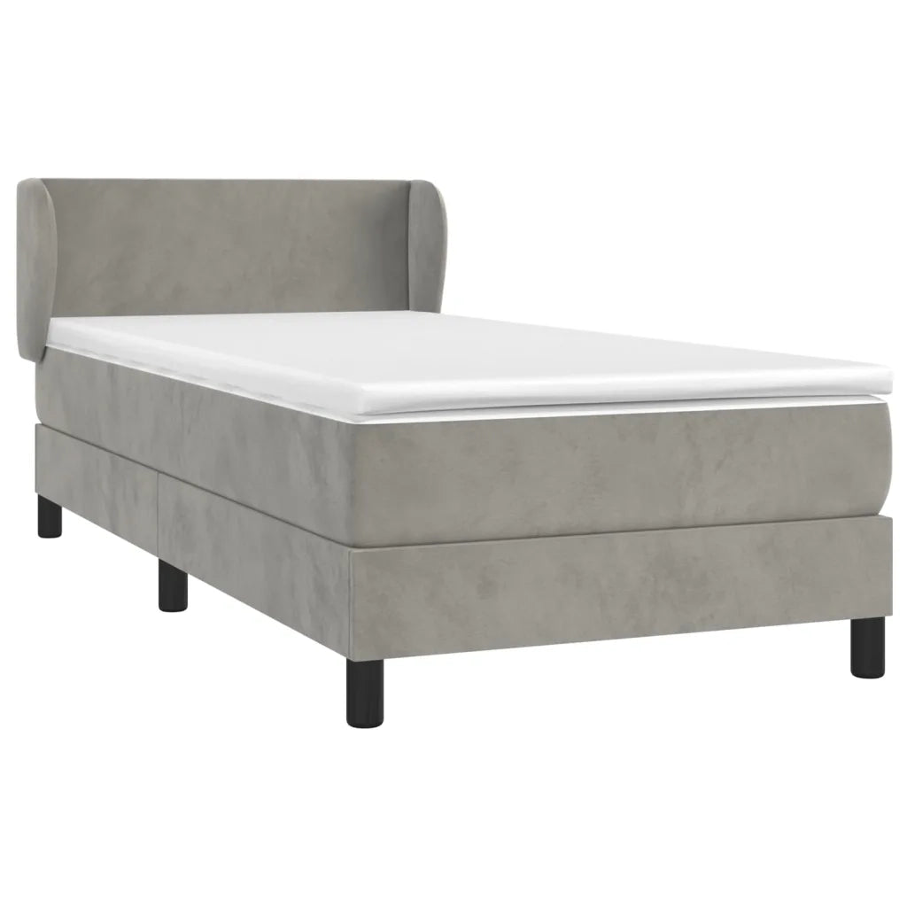 Giroletto a Molle con Materasso-Struttura Letto con Materasso Grigio Chiaro 100x200cm Velluto 141656