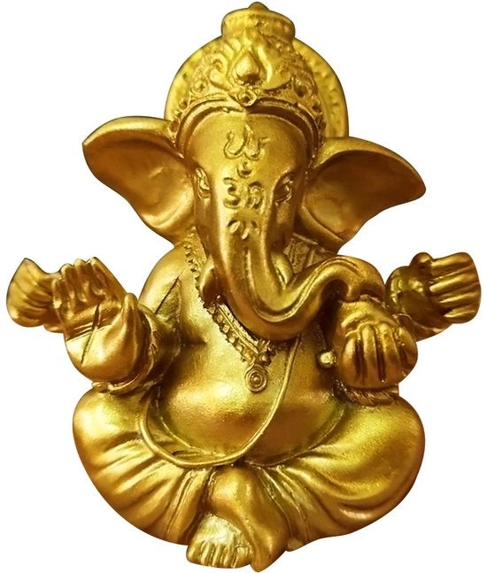 Statua di Ganesha in Oro, 1 x Miniatura di Ganesh, Scultura in Bronzo, Decorazione per Casa, Ufficio, Auto (Oro)