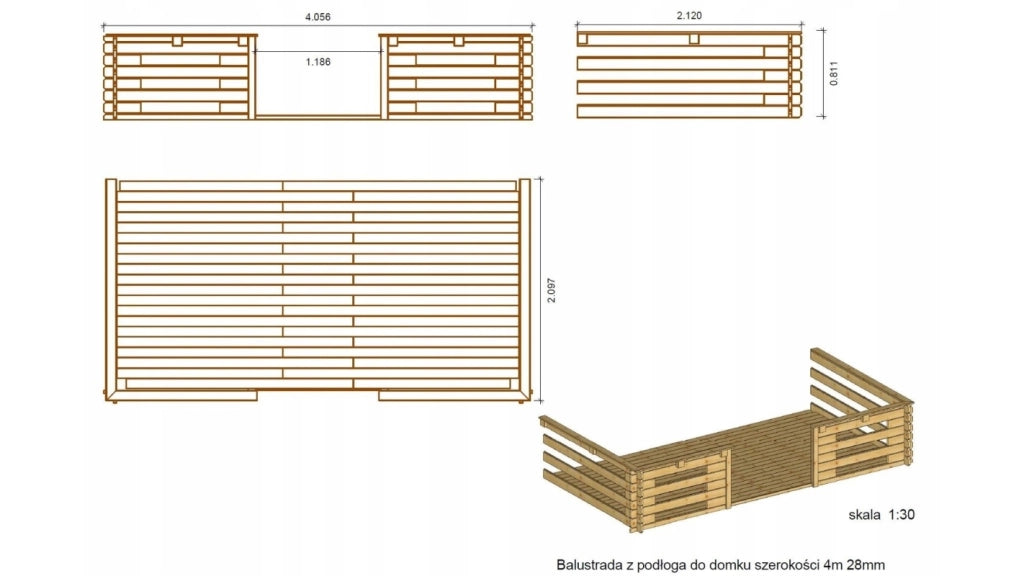 Veranda - 8 m2 - 4m x 2m - colore: naturale - DOM18 - ALTANKA