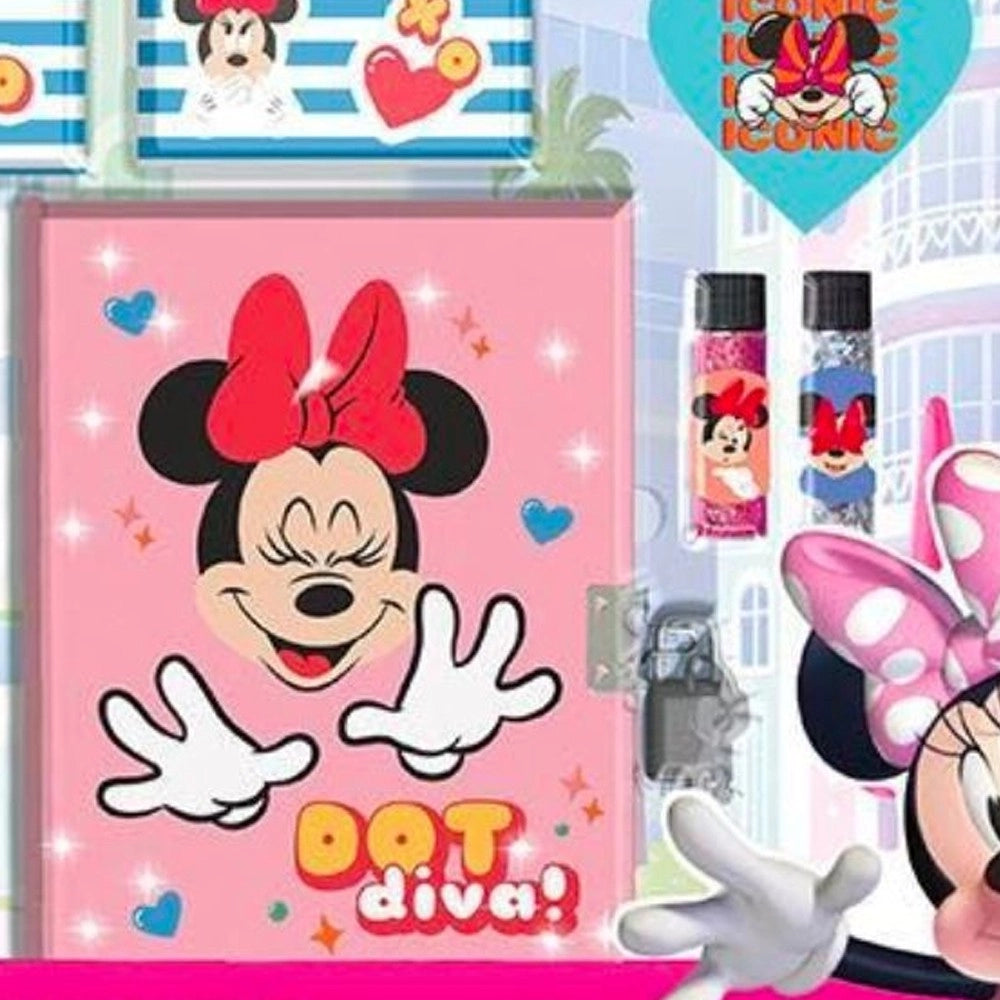 Trade Shop - Maxi Set Diario Segreto Glitterato Minnie Disney Penna Accessori Gioco Bambina -