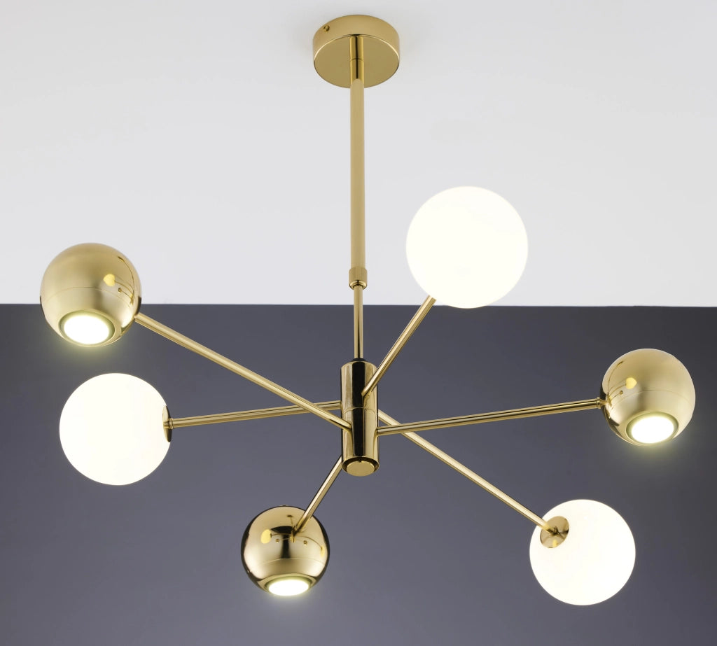 Lampadario MOKA moderno oro/bianco 6 luci G9+GU10 Jupiter