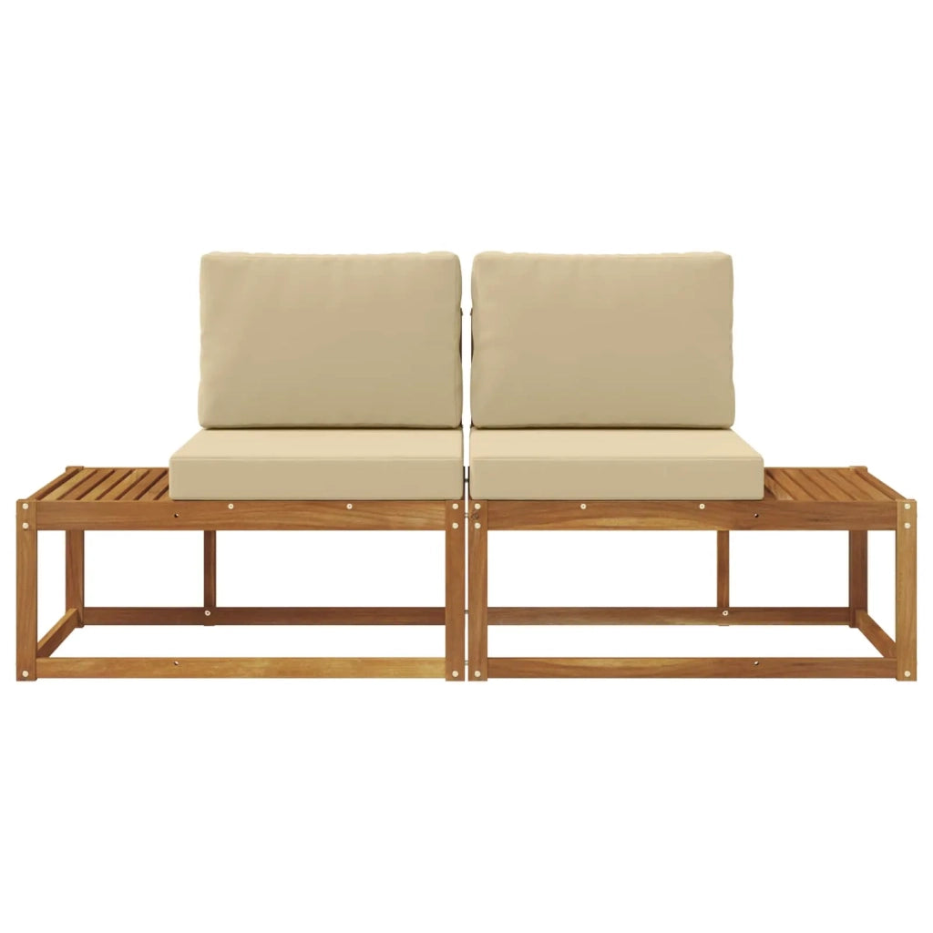 Divano da Esterno con cuscino 2 Pezzo Naturale e Beige 900482
